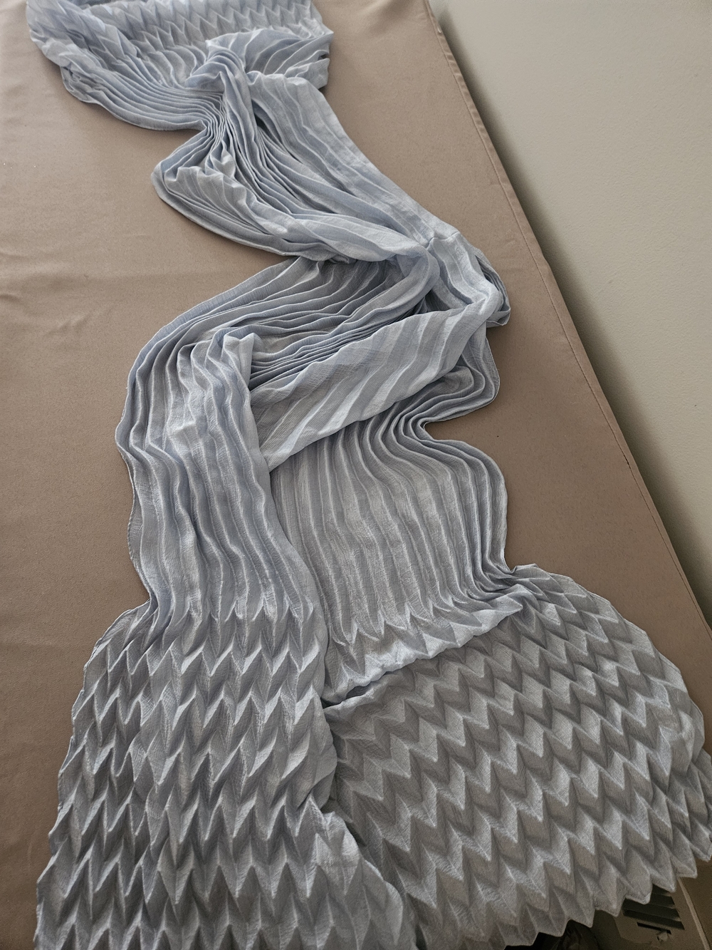 Light Blue Pleated Scarf - Women Accessories